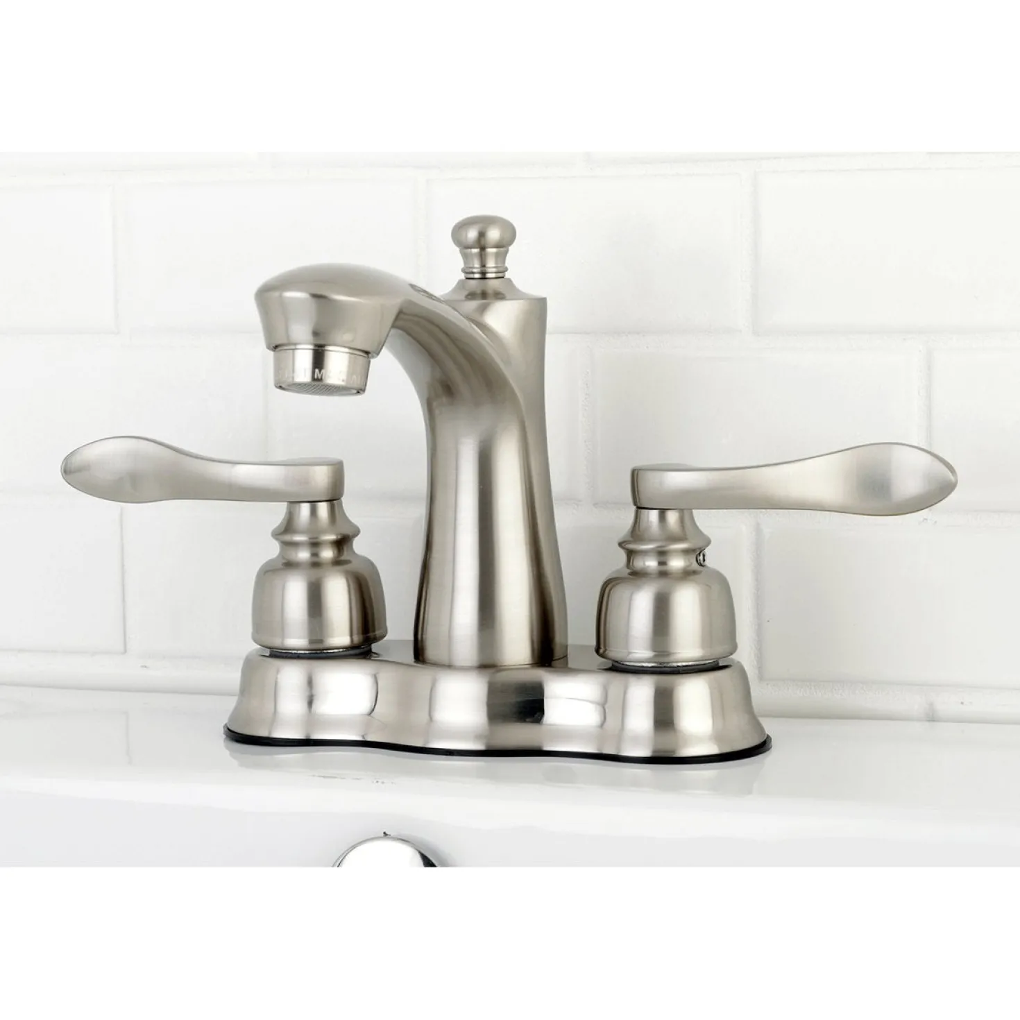 Kingston Brass NuWave French 4-Inch Centerset Deck Mount Bathroom Faucet