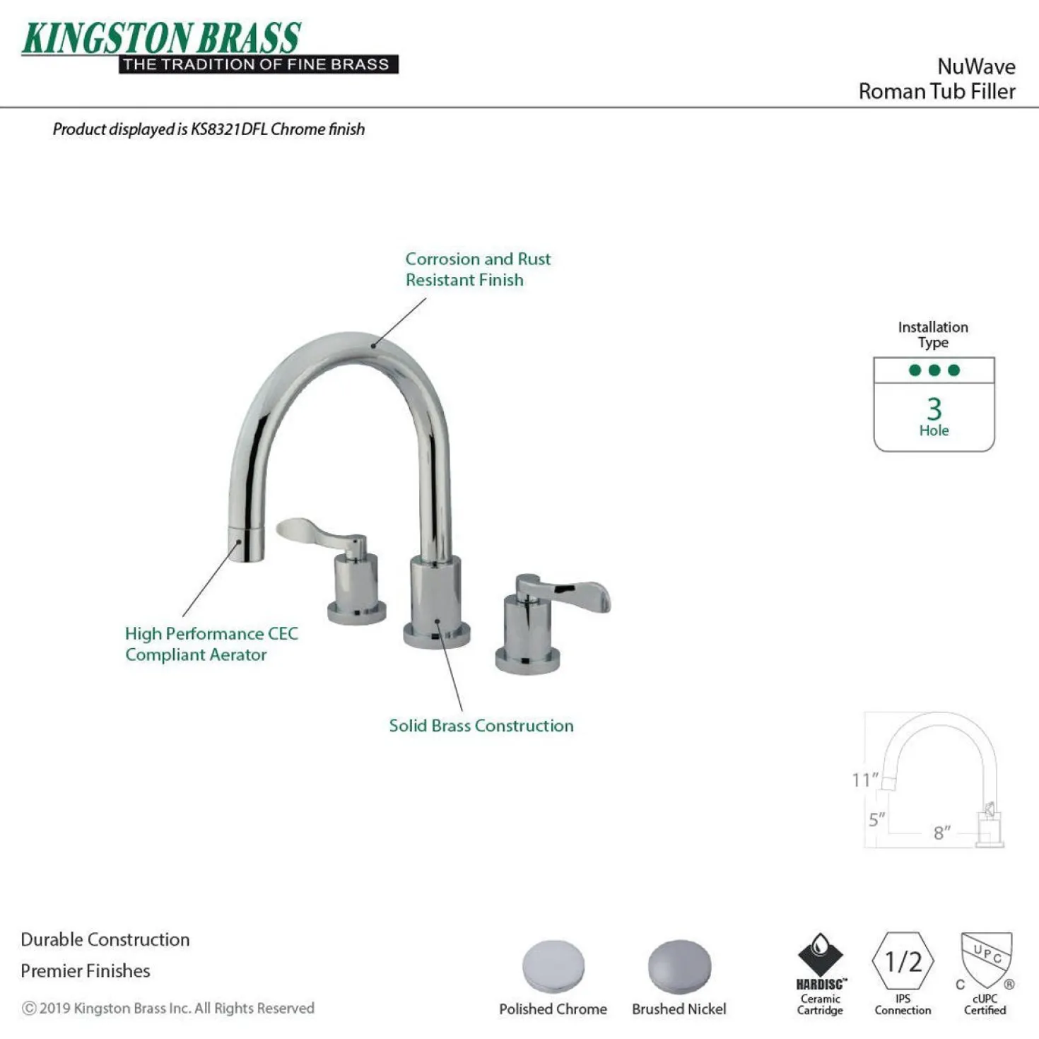 Kingston Brass NuWave French Roman Tub Filler