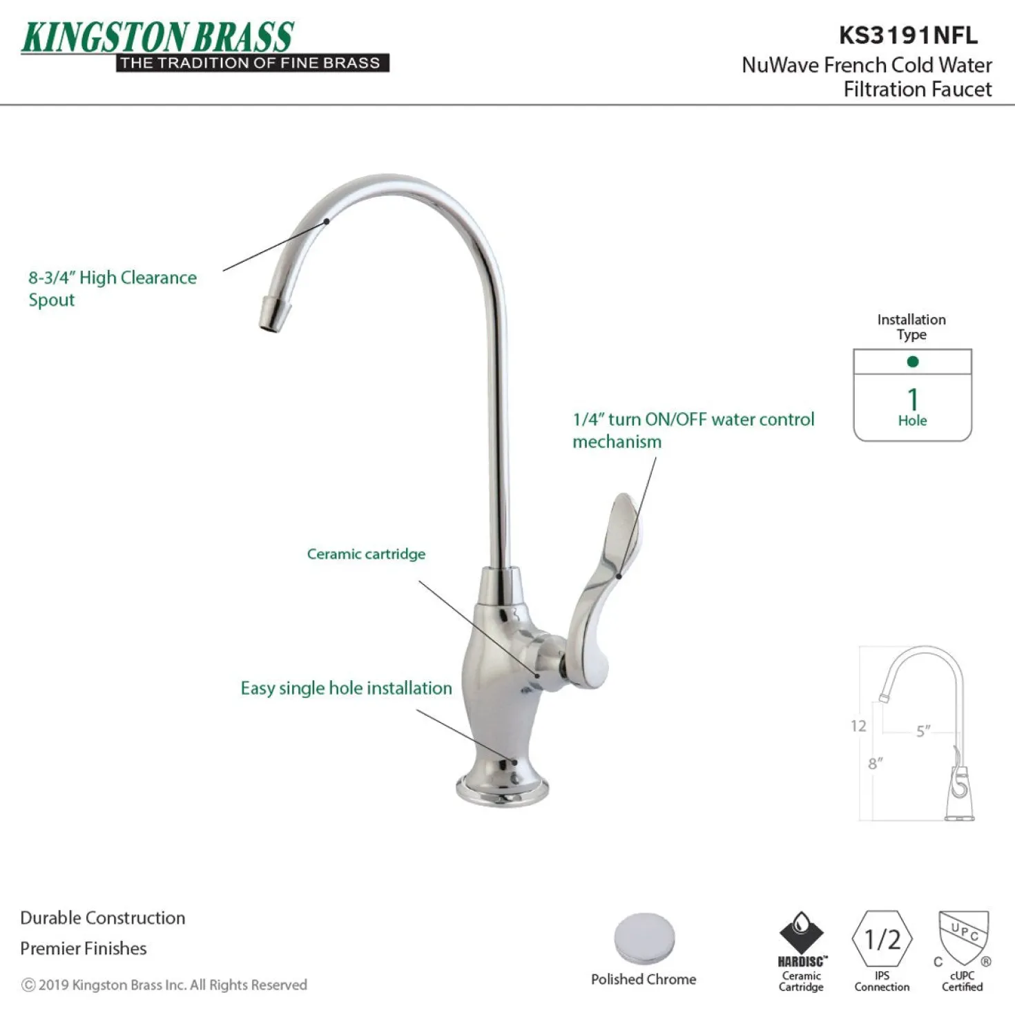 Kingston Brass NuWave French Single Handle Water Filtration Faucet