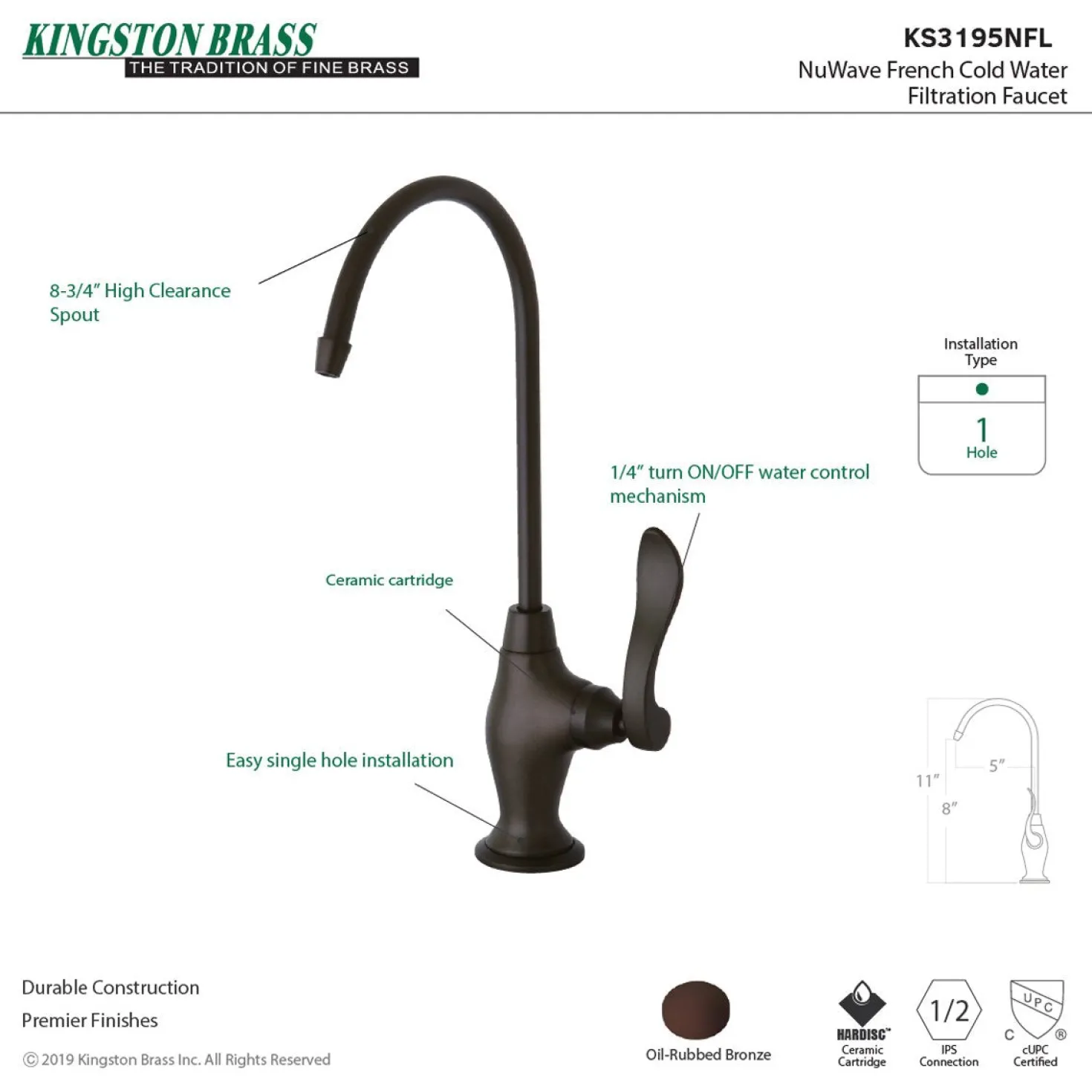 Kingston Brass NuWave French Single Handle Water Filtration Faucet