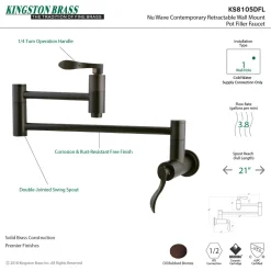 Kingston Brass NuWave Wall Mount Pot Filler Kitchen Faucet