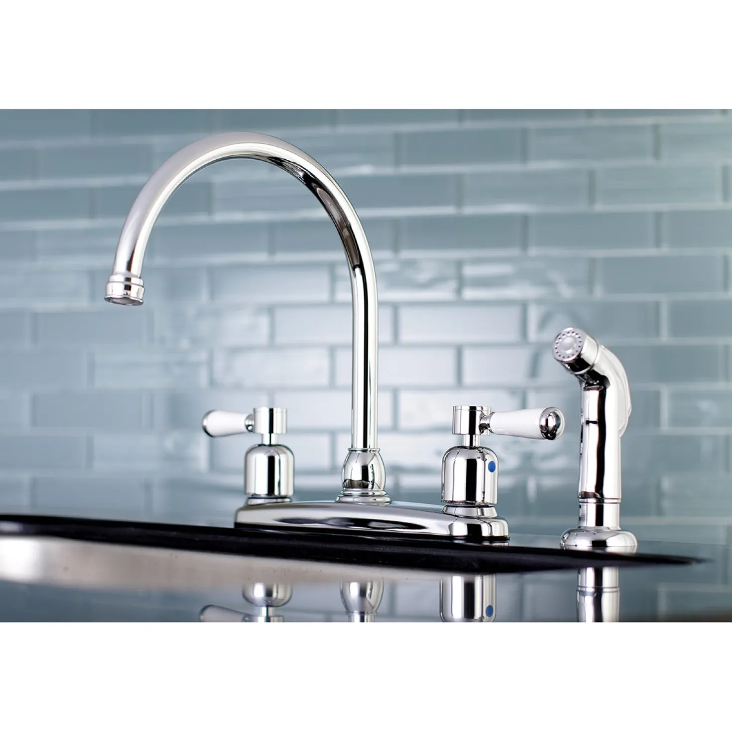 Kingston Brass Paris Deck Mount Centerset Kitchen Faucet