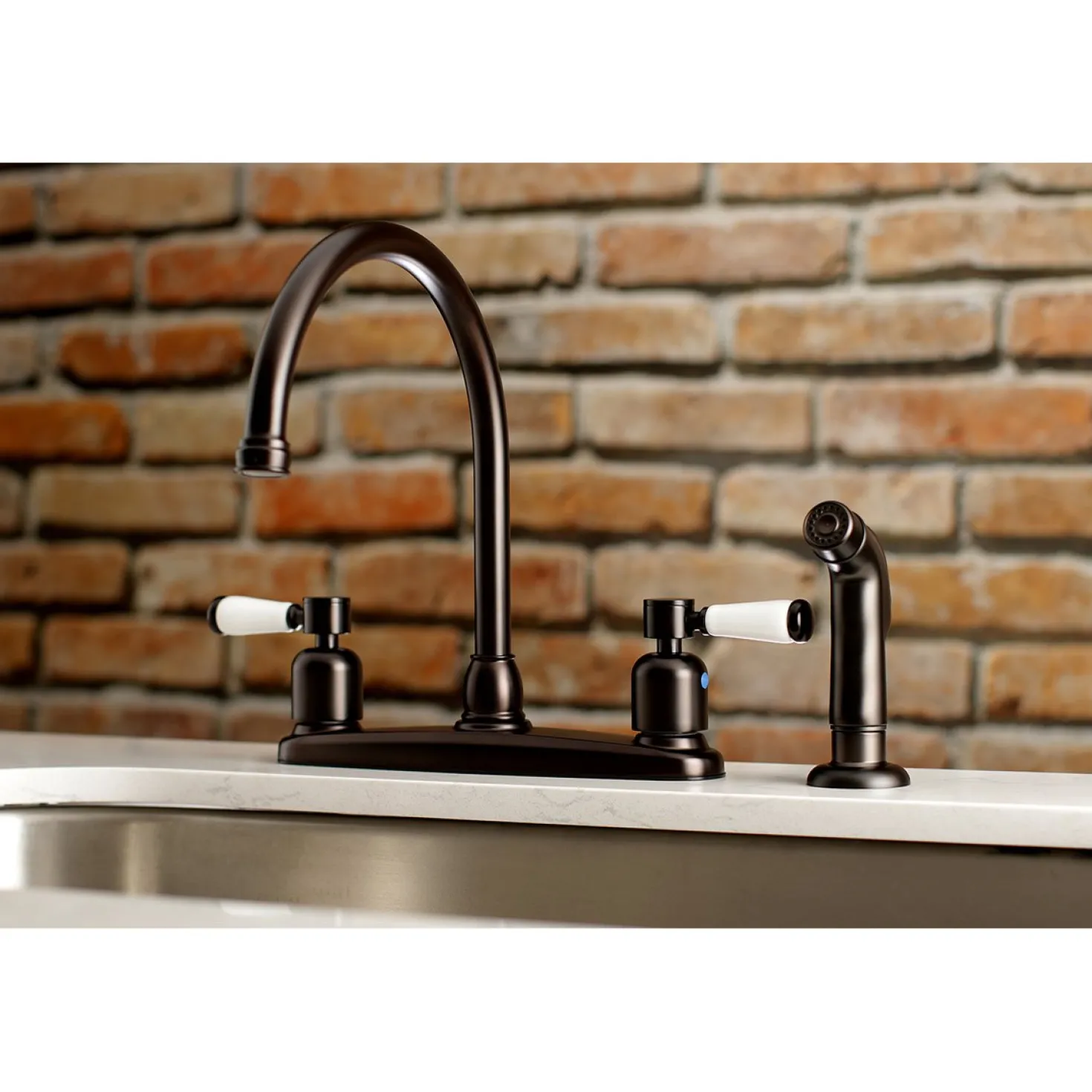 Kingston Brass Paris Deck Mount Centerset Kitchen Faucet