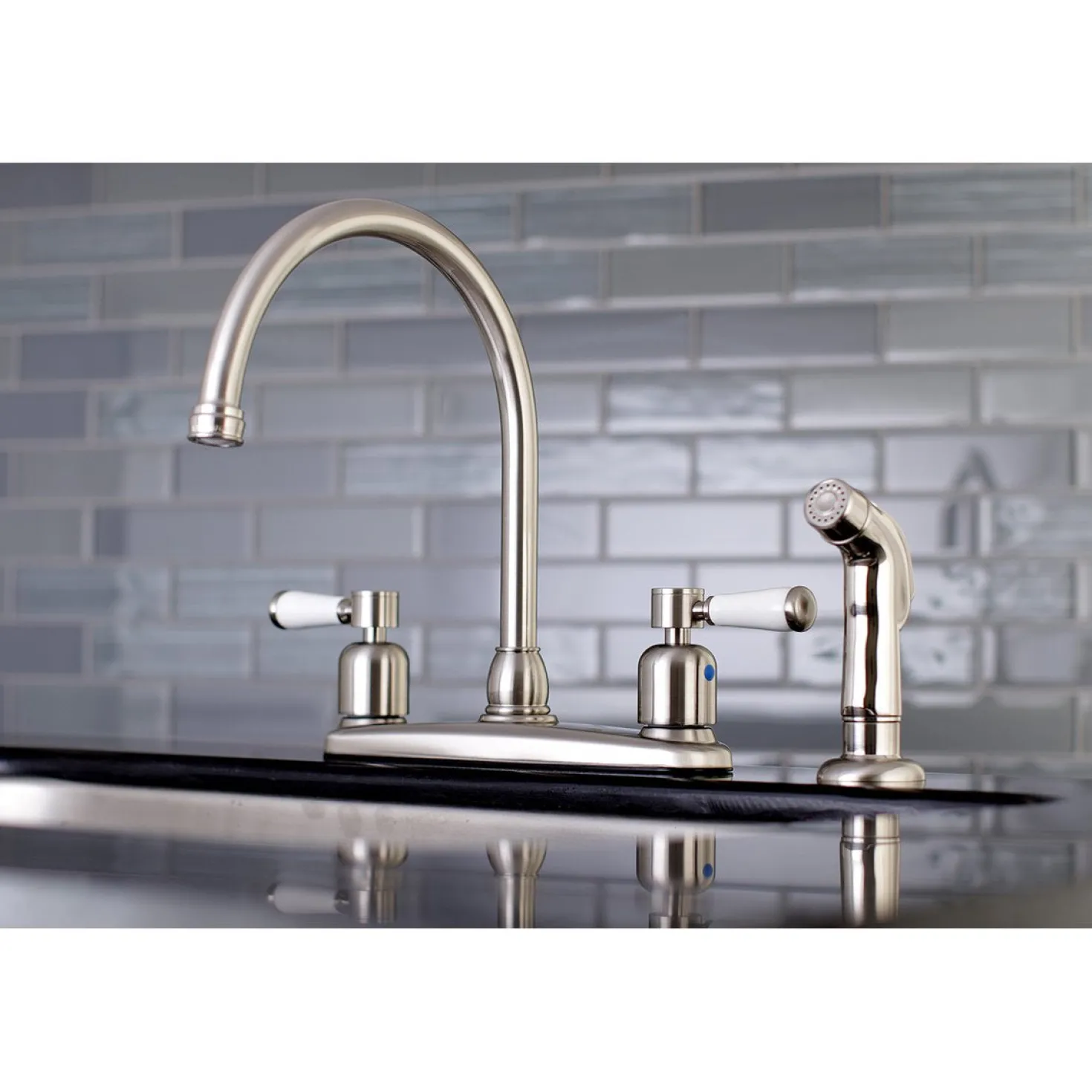 Kingston Brass Paris Deck Mount Centerset Kitchen Faucet