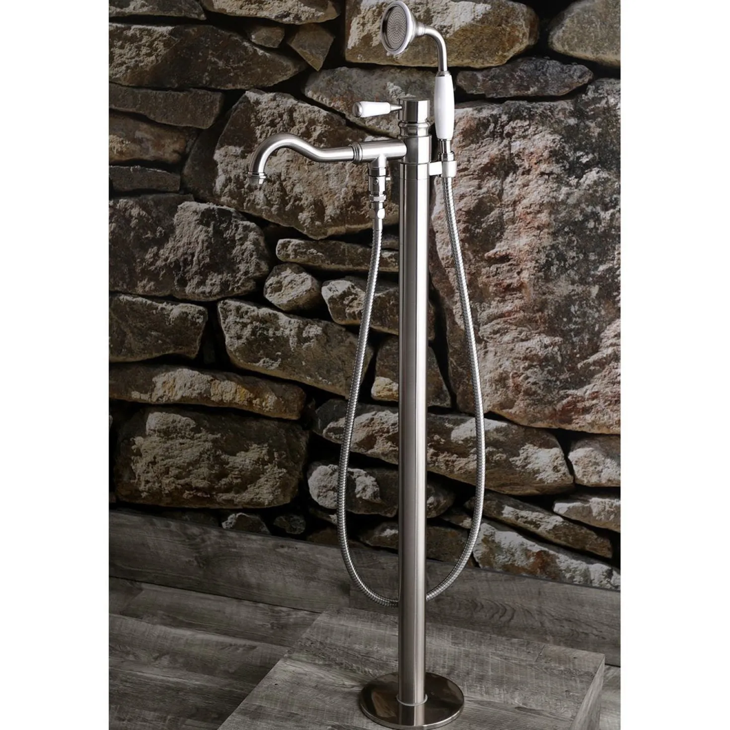 Kingston Brass Paris Freestanding Tub Faucet with Hand Shower and Single Handle