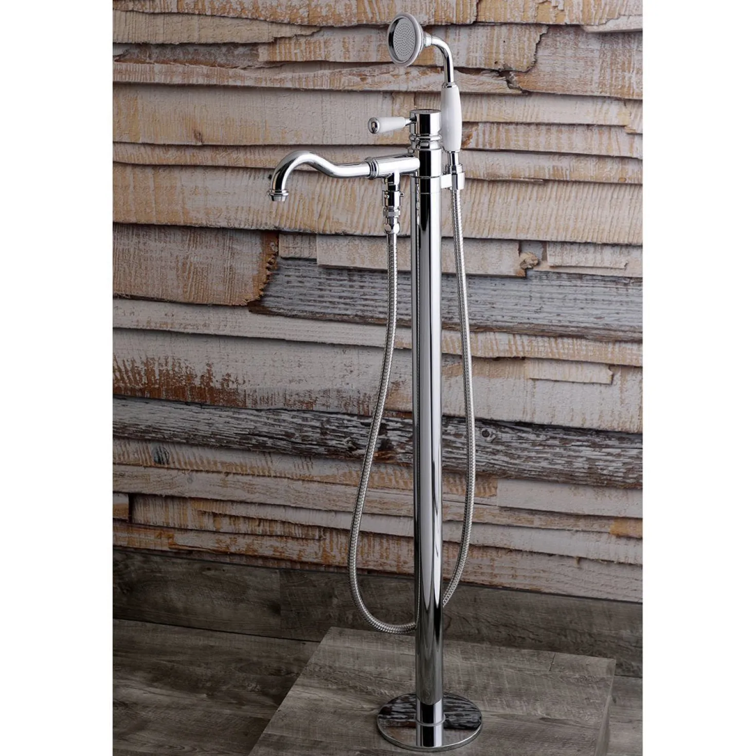 Kingston Brass Paris Freestanding Tub Faucet with Hand Shower and Single Handle