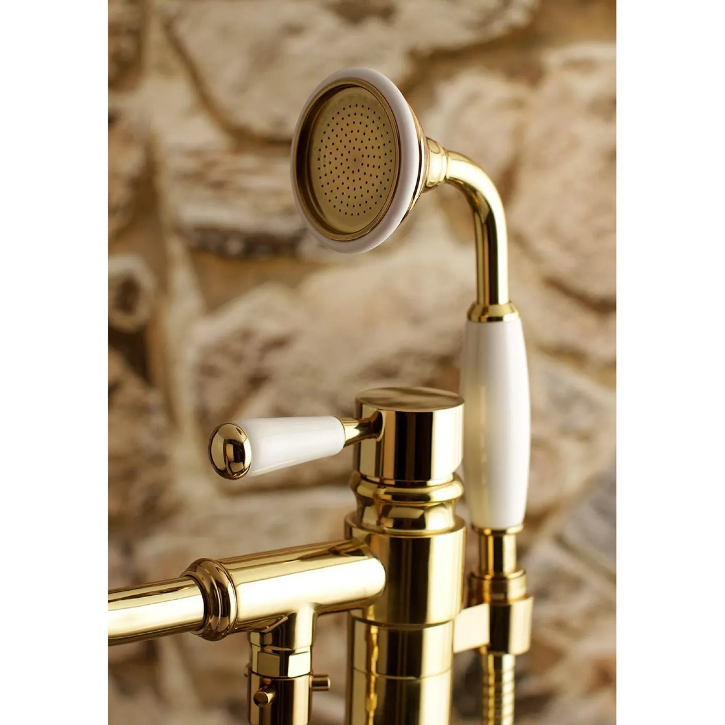 Kingston Brass Paris Freestanding Tub Faucet with Hand Shower and Single Handle