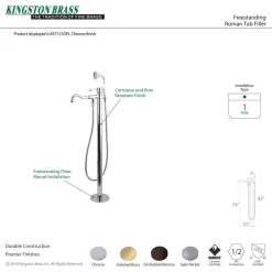 Kingston Brass Paris Freestanding Tub Faucet with Hand Shower and Single Handle