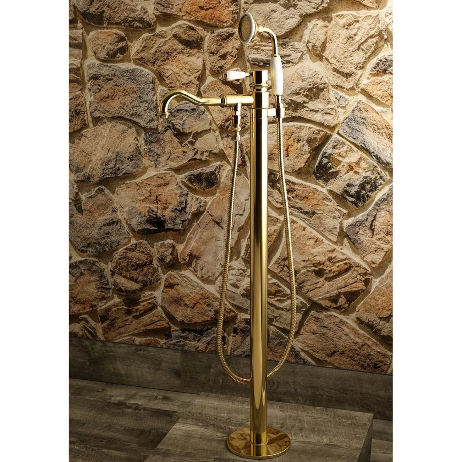 Kingston Brass Paris Freestanding Tub Faucet with Hand Shower and Single Handle