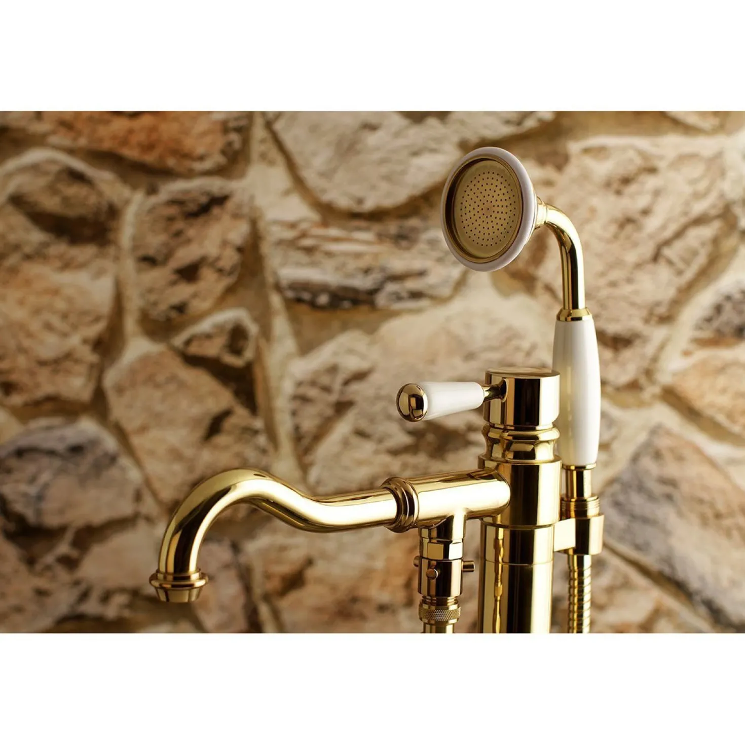 Kingston Brass Paris Freestanding Tub Faucet with Hand Shower and Single Handle