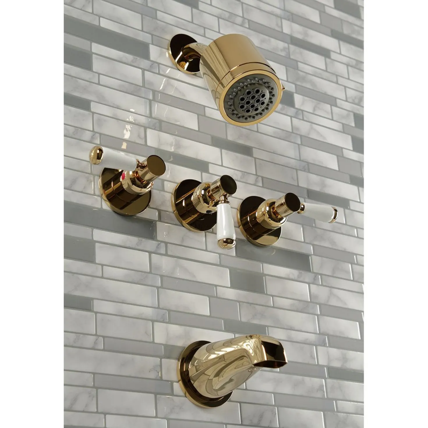 Kingston Brass Paris Three-Handle Tub and Shower Faucet