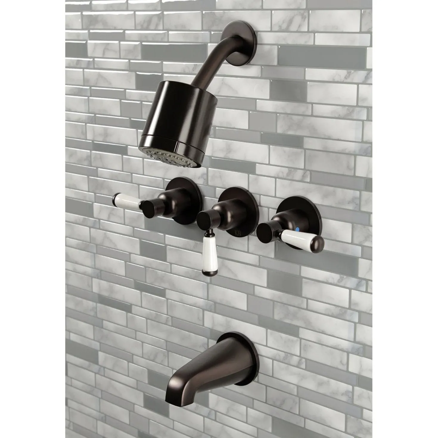 Kingston Brass Paris Three-Handle Tub and Shower Faucet