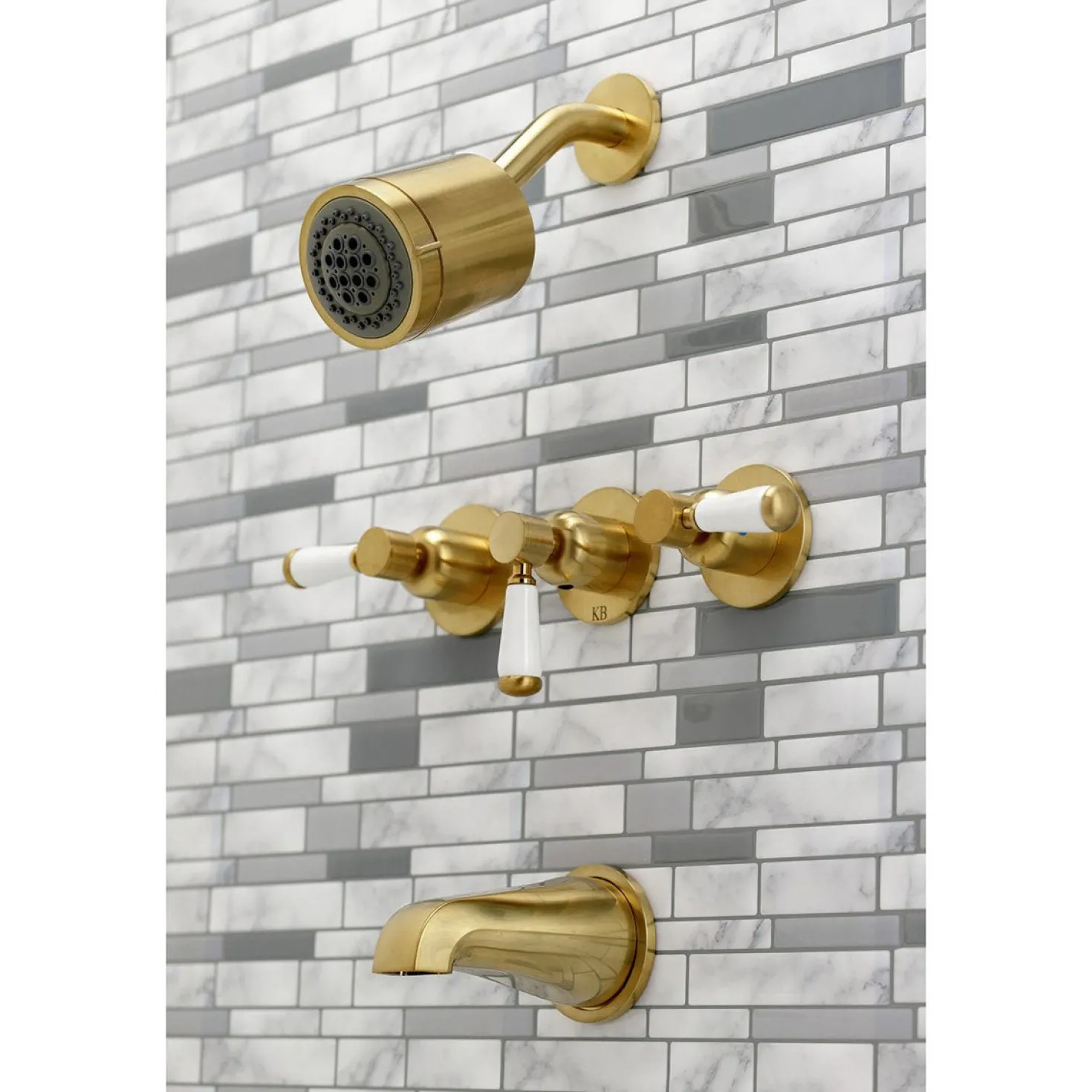 Kingston Brass Paris Three-Handle Tub and Shower Faucet