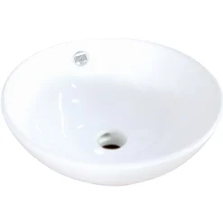 Kingston Brass Perfection White China Vessel Bathroom Sink with Overflow Hole