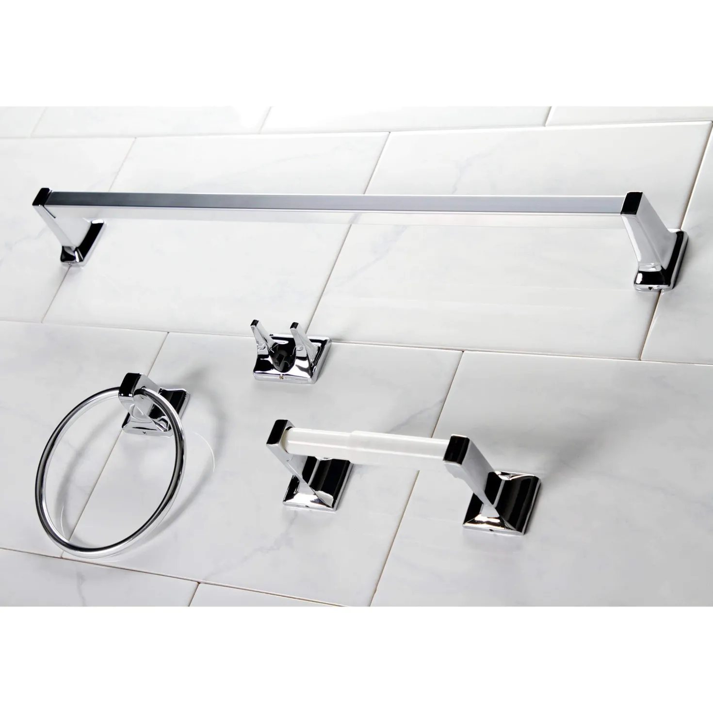 Kingston Brass 4-Piece Bathroom Accessory Set in Polished Chrome