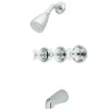 Kingston Brass 3-Porcelain Cross Handles Tub and Shower Faucet