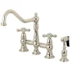 Kingston Brass Restoration 8" Bridge Kitchen Faucet with Sprayer