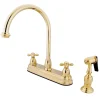 Kingston Brass Restoration Classic Two Handle 8" Kitchen Faucet with Brass Sprayer