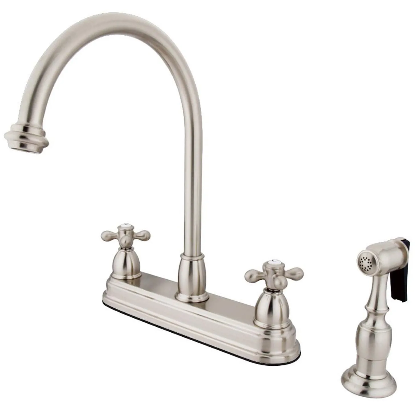 Kingston Brass Restoration Classic Two Handle 8" Kitchen Faucet with Brass Sprayer