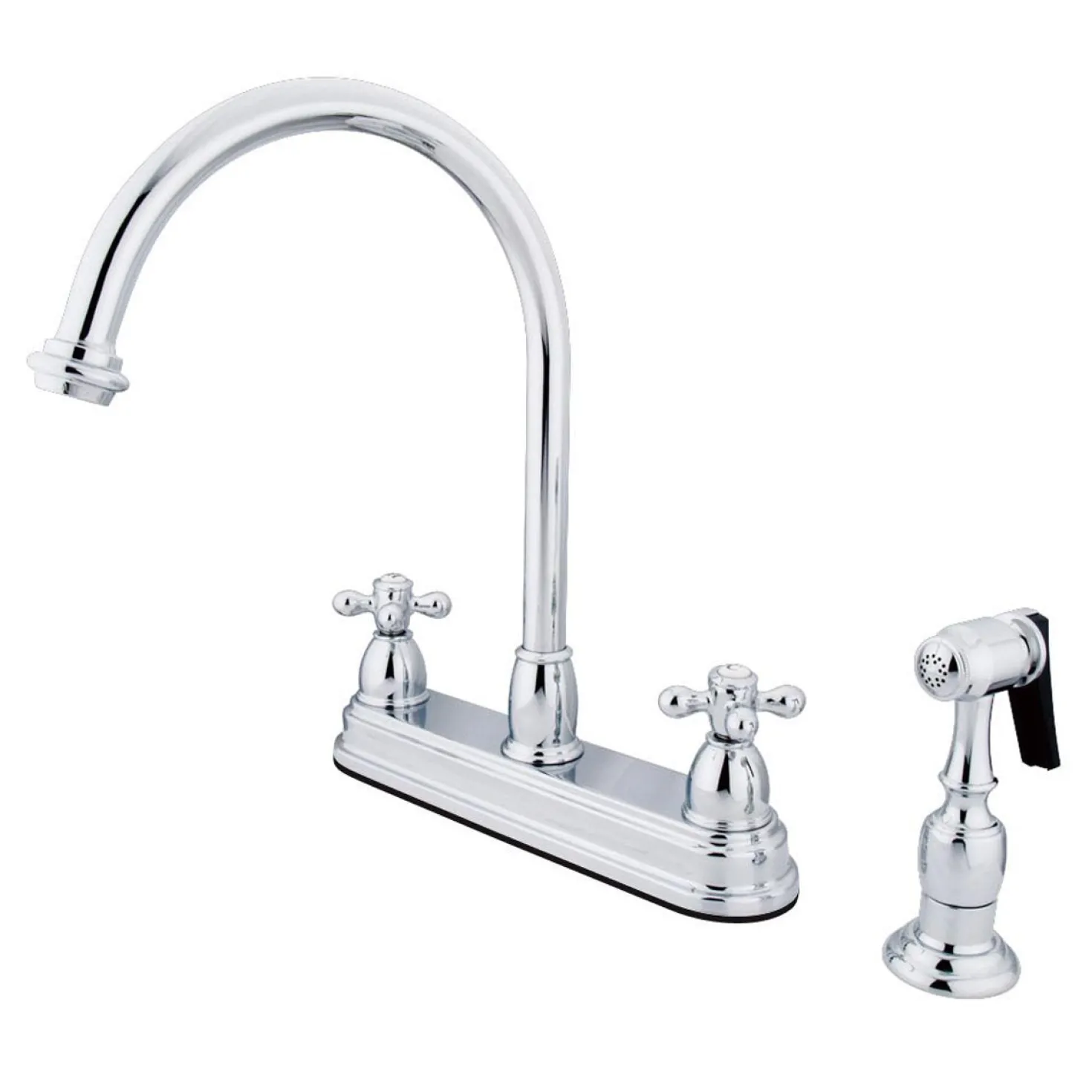 Kingston Brass Restoration Classic Two Handle 8" Kitchen Faucet with Brass Sprayer