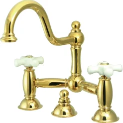 Kingston Brass Restoration Cross-Handle Bathroom Bridge Faucet