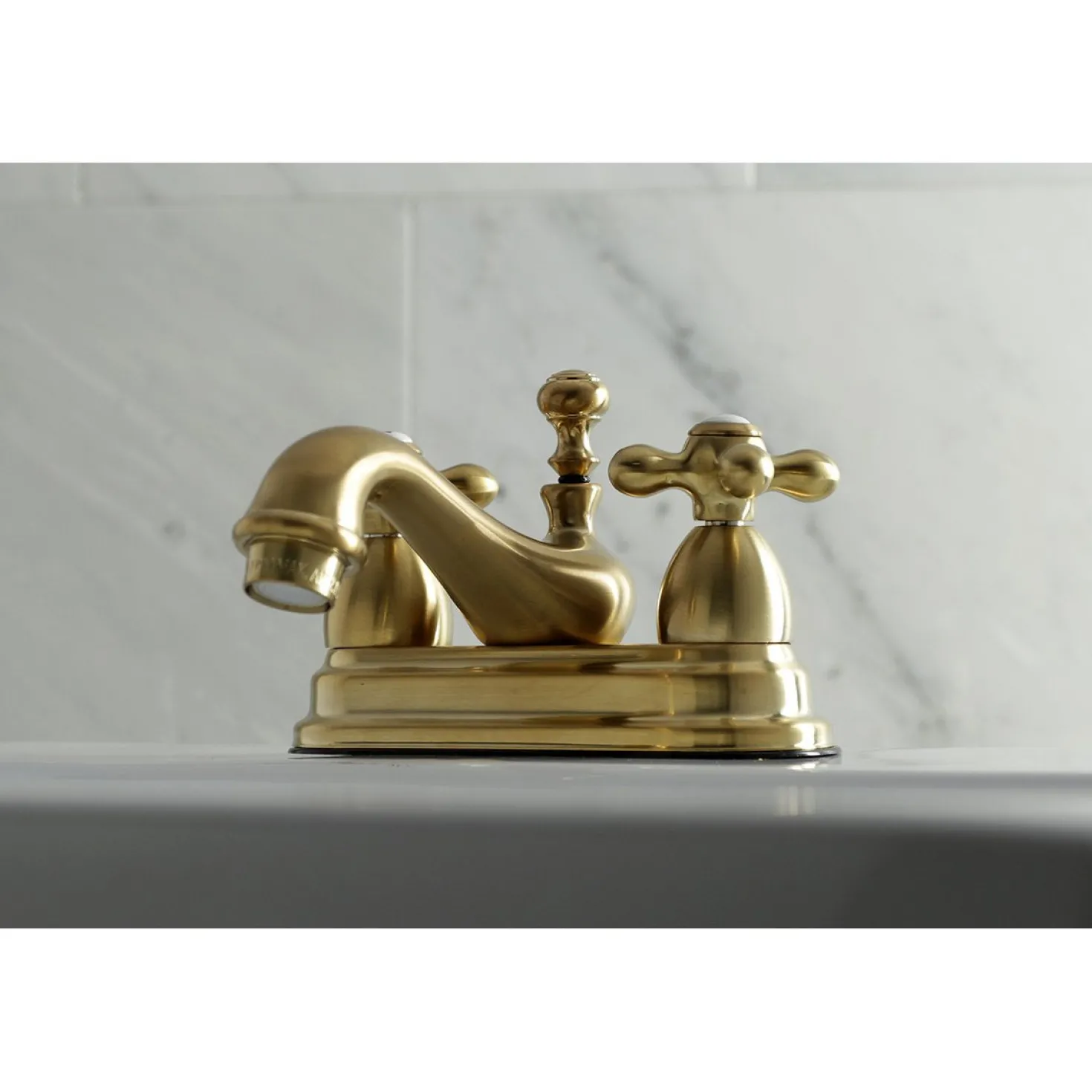 Kingston Brass Restoration Cross-Handle 4-Inch Centerset Bathroom Faucet