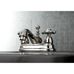 Kingston Brass Restoration Cross-Handle 4-Inch Centerset Bathroom Faucet