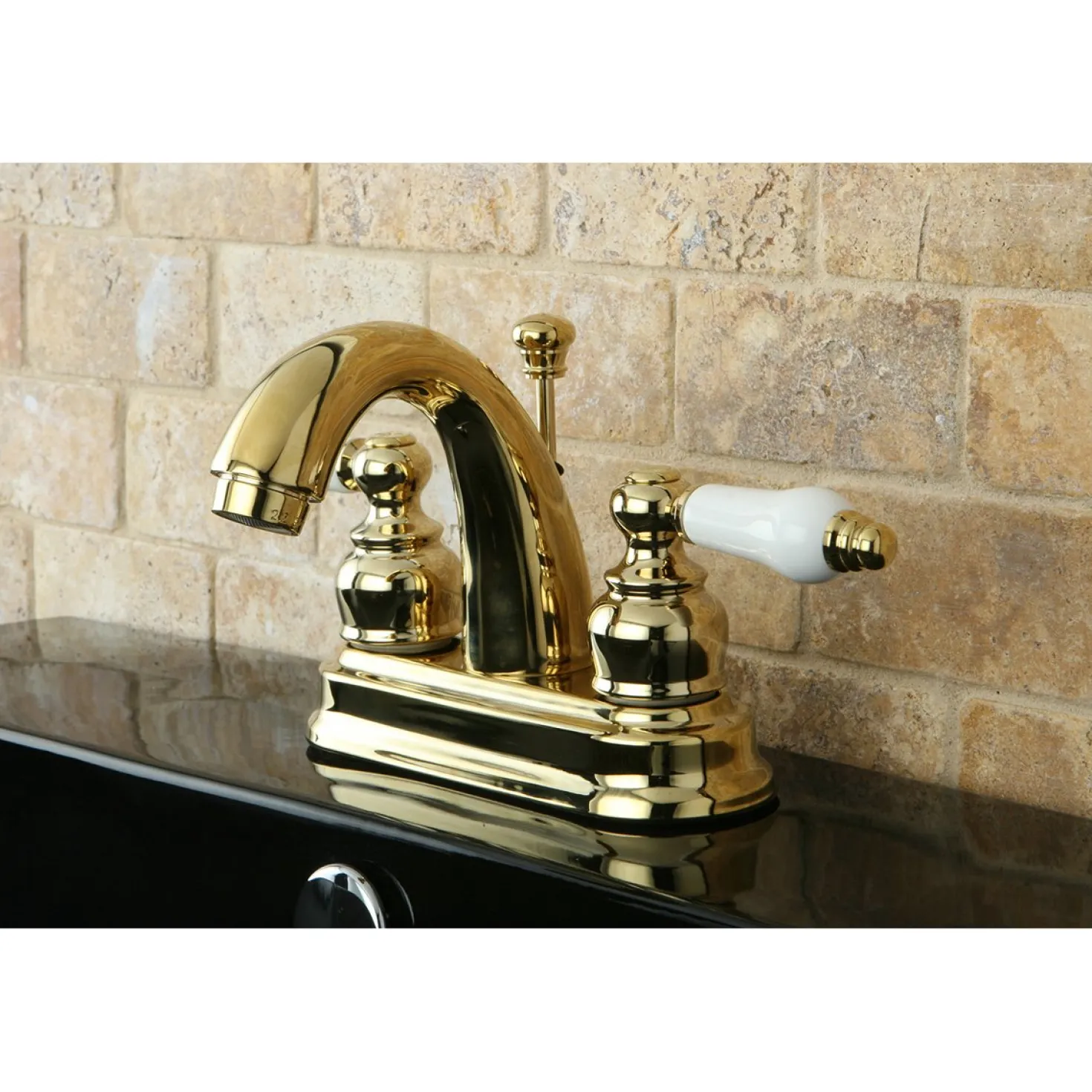 Kingston Brass Restoration Deck Mount 4-Inch Centerset Bathroom Faucet