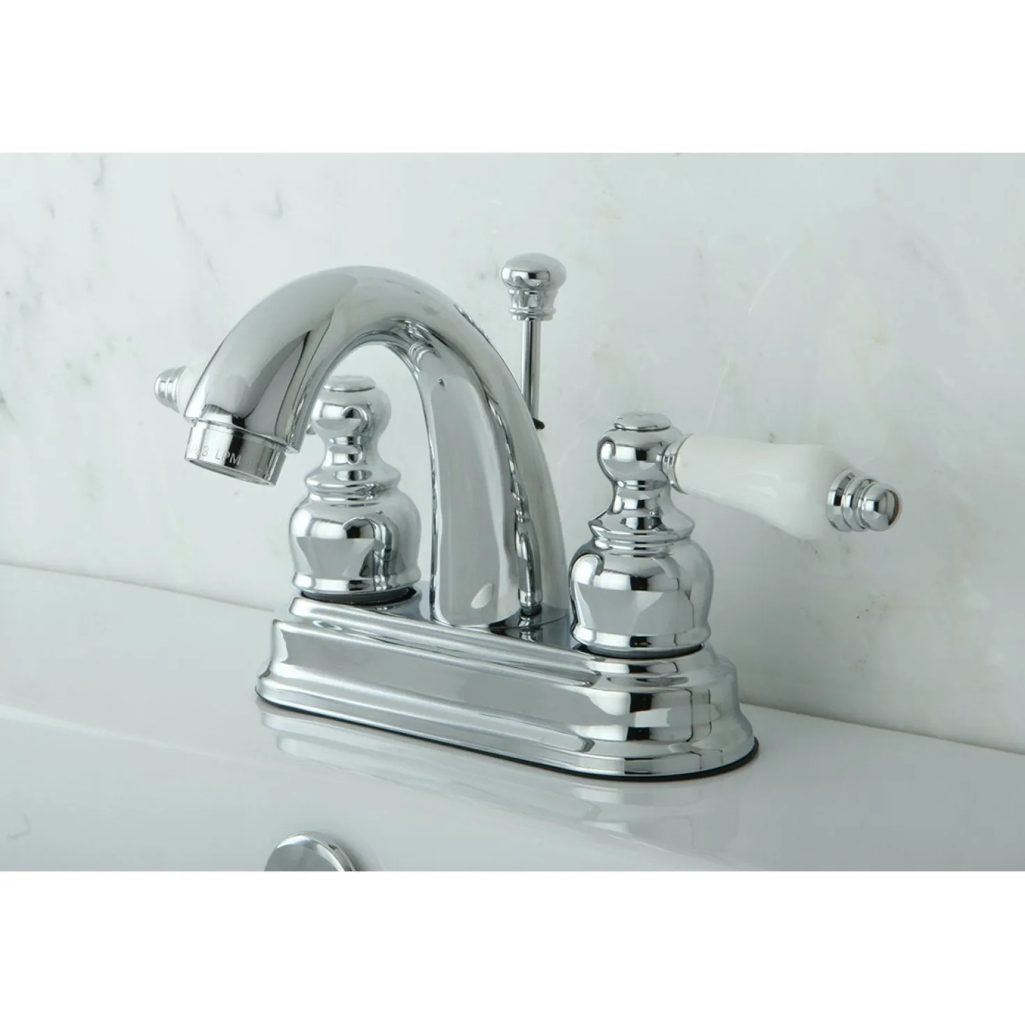 Kingston Brass Restoration Deck Mount 4-Inch Centerset Bathroom Faucet