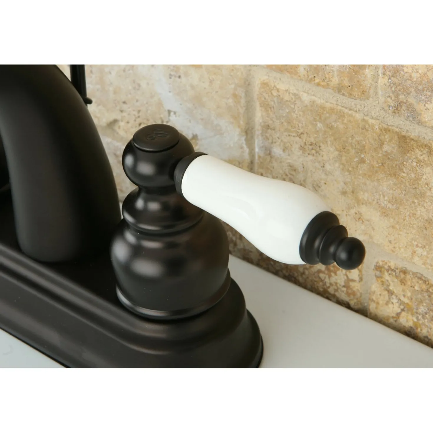 Kingston Brass Restoration Deck Mount 4-Inch Centerset Bathroom Faucet