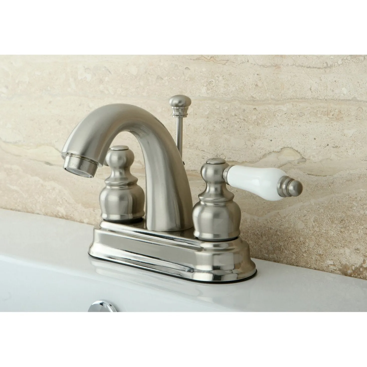 Kingston Brass Restoration Deck Mount 4-Inch Centerset Bathroom Faucet