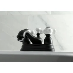 Kingston Brass Restoration Deck Mount 2-Handle 4-Inch Centerset Bathroom Faucet