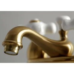 Kingston Brass Restoration Deck Mount 2-Handle 4-Inch Centerset Bathroom Faucet