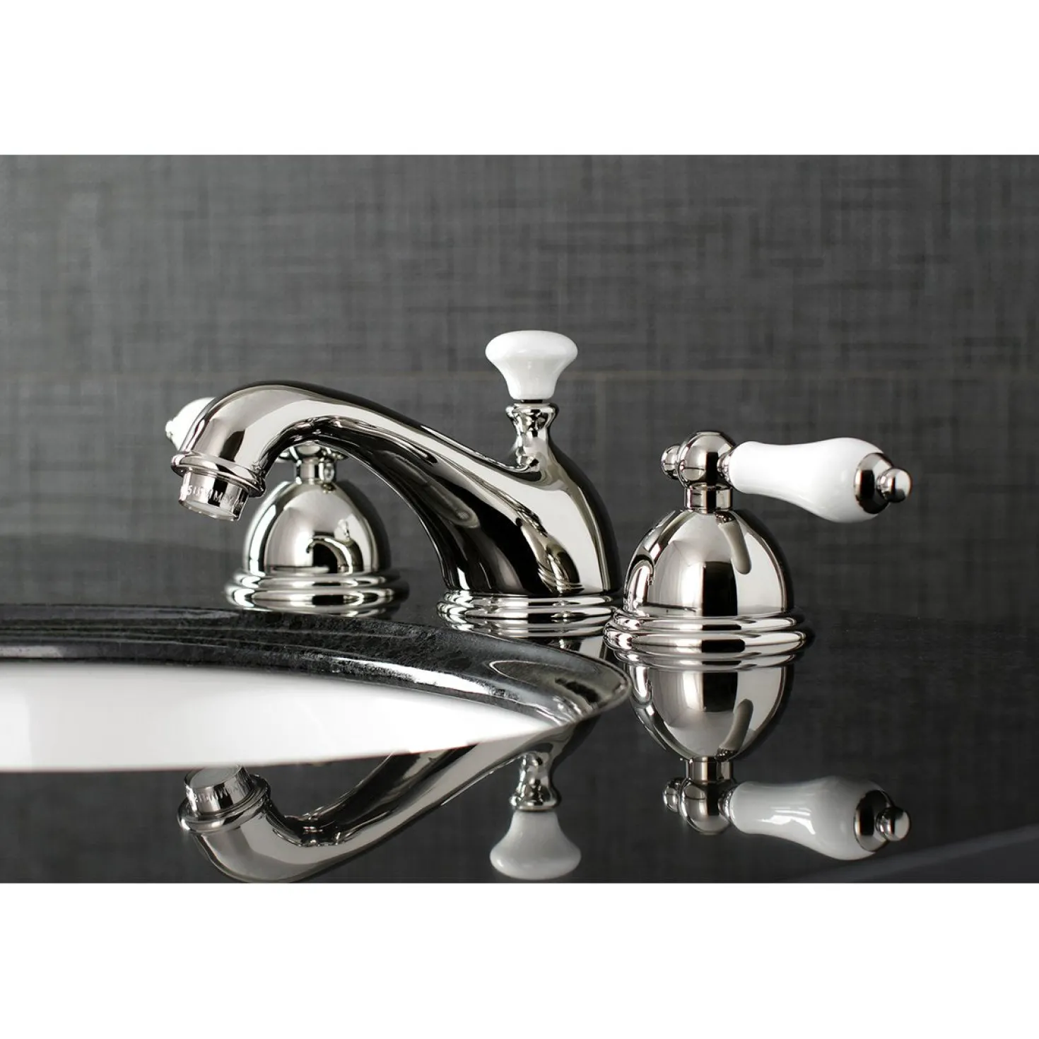 Kingston Brass Restoration Deck Mount 8-Inch Widespread Bathroom Faucet