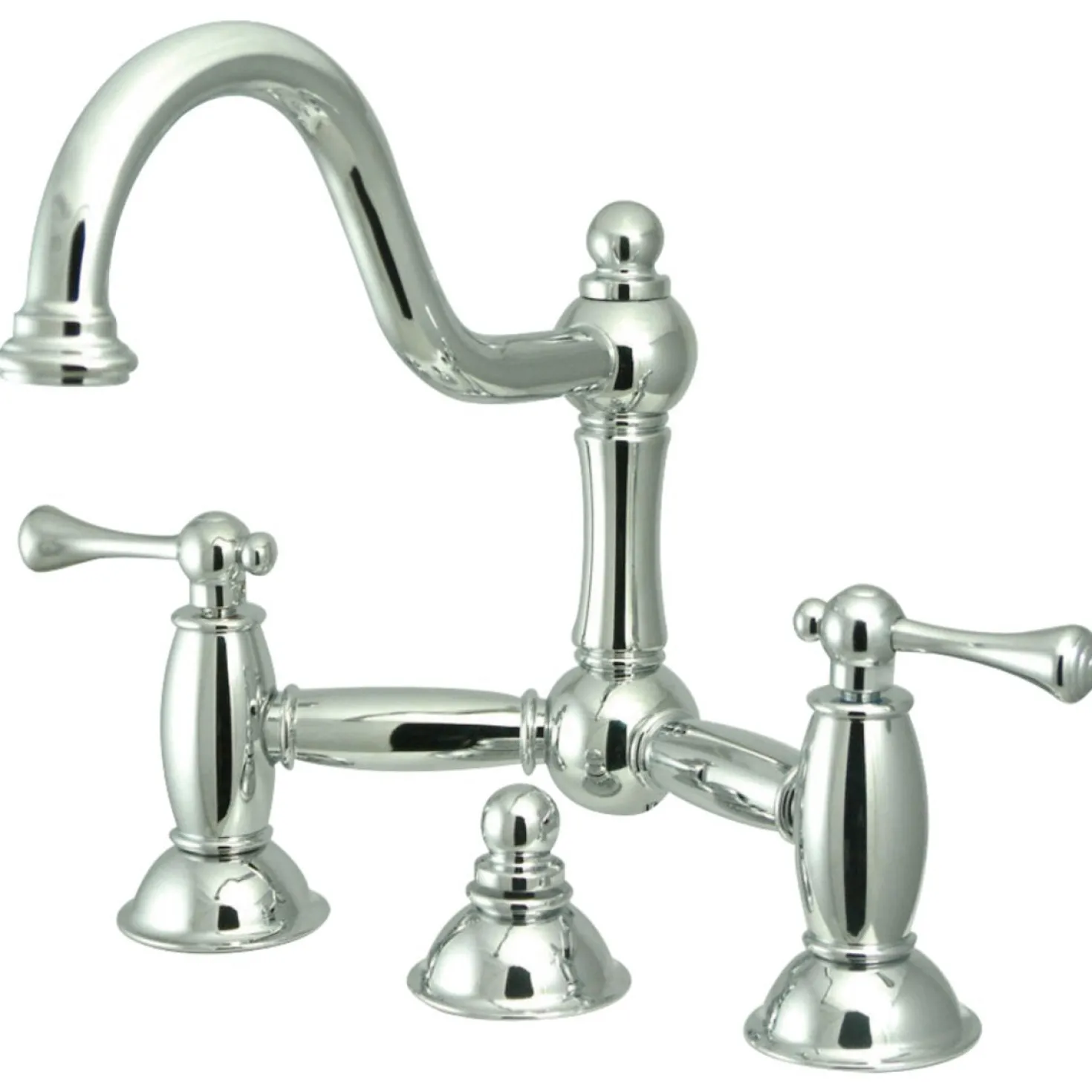 Kingston Brass Restoration Deck Mount Bathroom Bridge Faucet