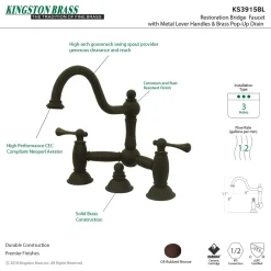 Kingston Brass Restoration Deck Mount Bathroom Bridge Faucet