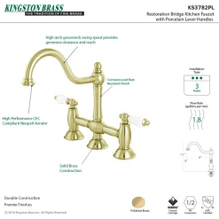 Kingston Brass Restoration 2-Handle Kitchen Bridge Faucet
