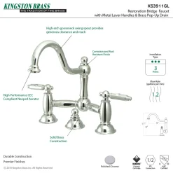 Kingston Brass Restoration 2-Handle Bathroom Bridge Faucet