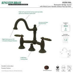 Kingston Brass Restoration 2-Handle Bathroom Bridge Faucet