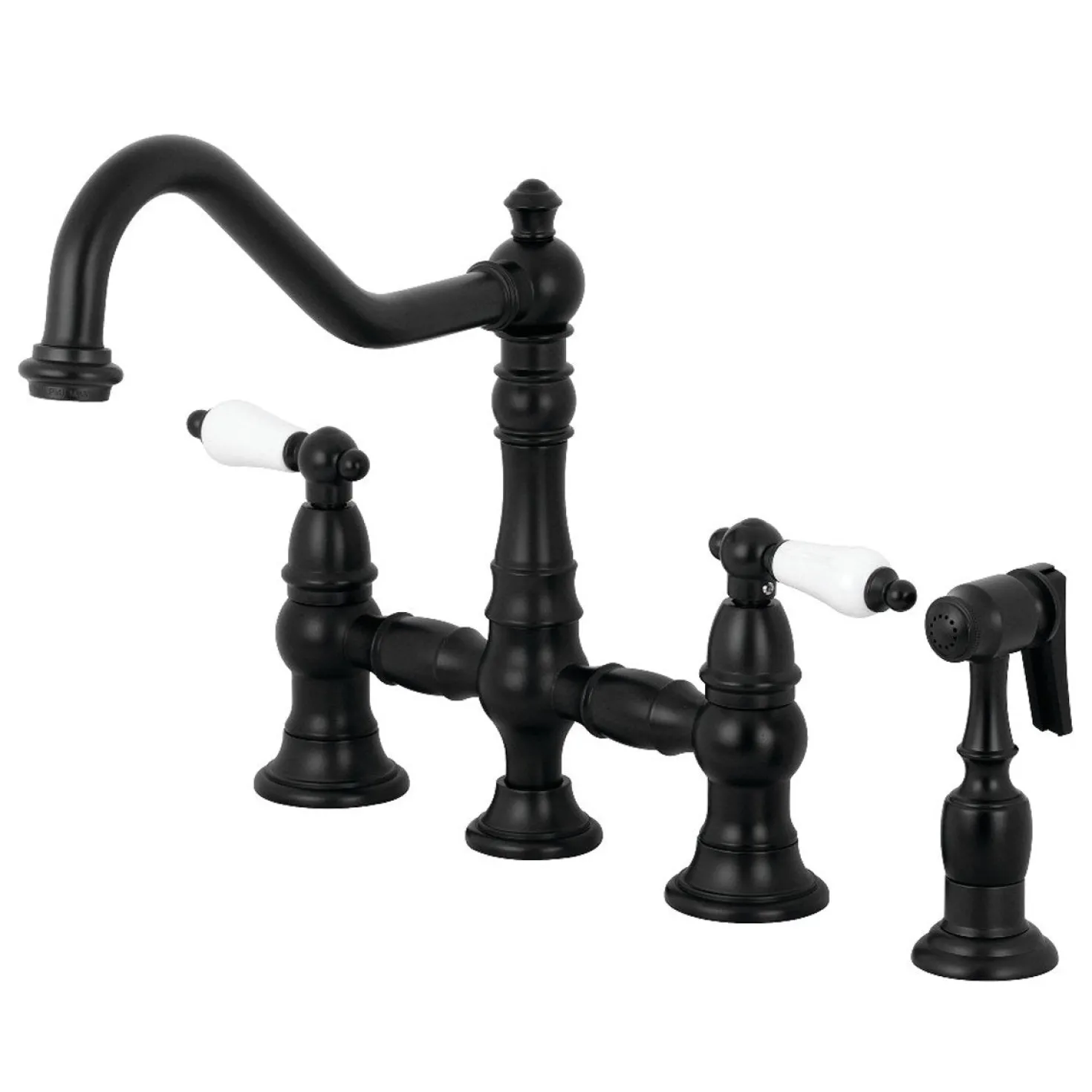 Kingston Brass Restoration 8-Inch Bridge Kitchen Faucet with Sprayer