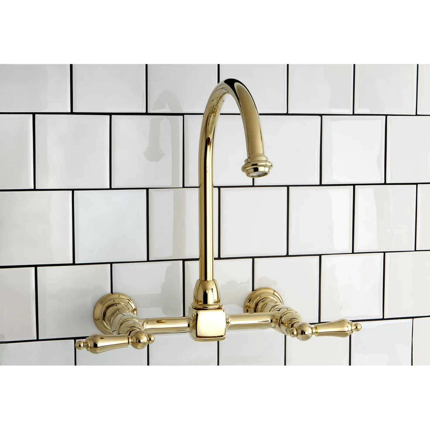 Kingston Brass Restoration 8-Inch Centerset Wall Mount Kitchen Faucet