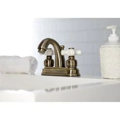 Kingston Brass Restoration 4-Inch Centerset Deck Mount Bathroom Faucet