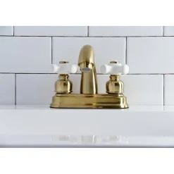 Kingston Brass Restoration 4-Inch Centerset Deck Mount Bathroom Faucet