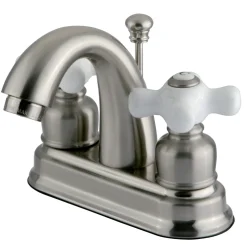 Kingston Brass Restoration 4-Inch centerset Lavatory Faucet with Porcelain Cross Handles