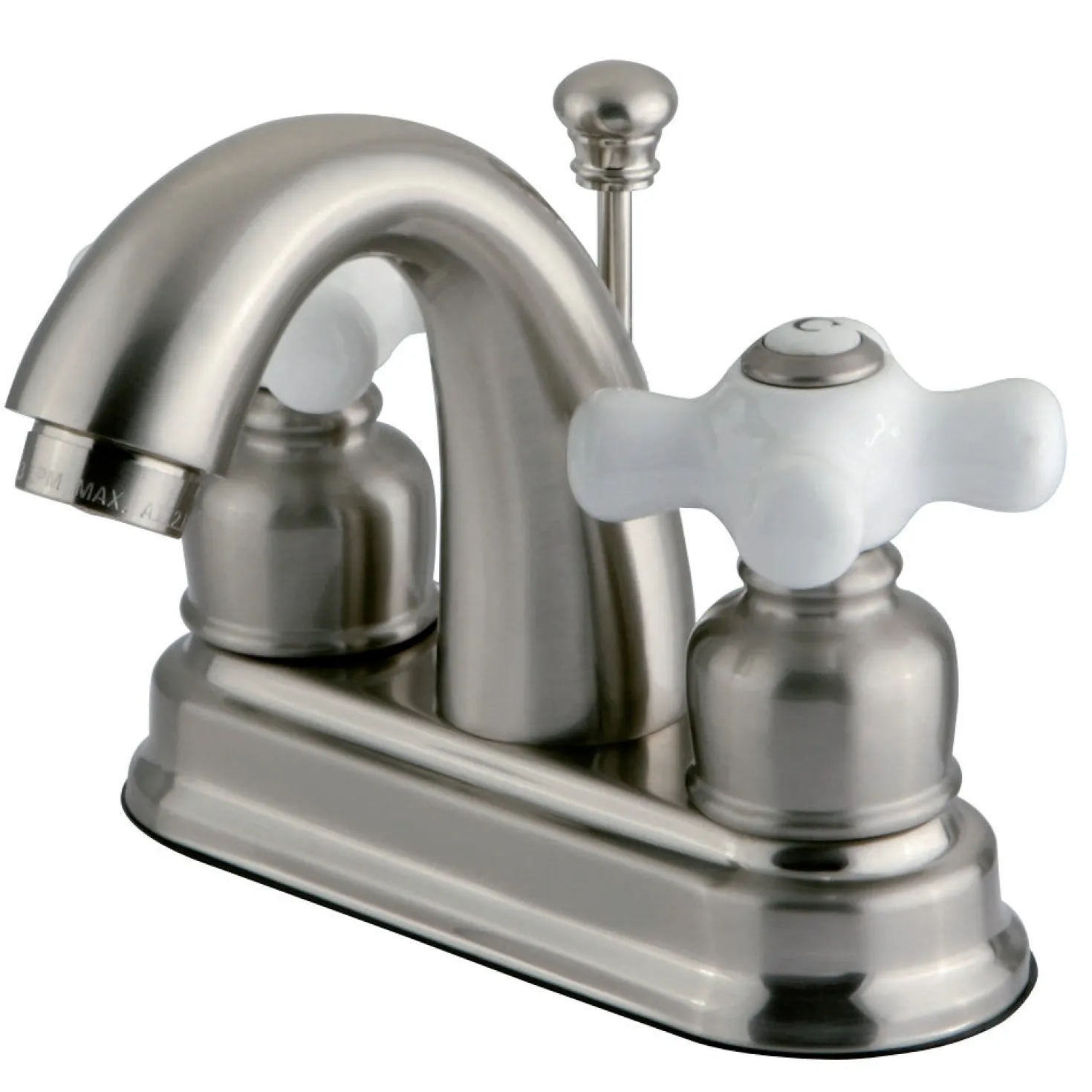 Kingston Brass Restoration 4-Inch centerset Lavatory Faucet with Porcelain Cross Handles