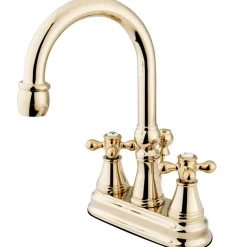 Kingston Brass Restoration 4-Inch Centerset Bathroom Faucet with Brass Pop-Up