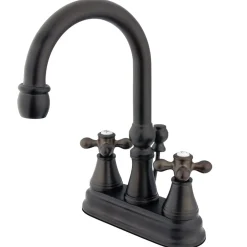 Kingston Brass Restoration 4-Inch Centerset Bathroom Faucet with Brass Pop-Up