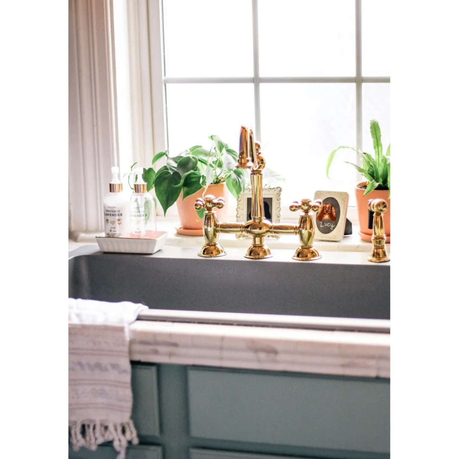 Kingston Brass Restoration Kitchen Bridge Faucet with Brass Sprayer