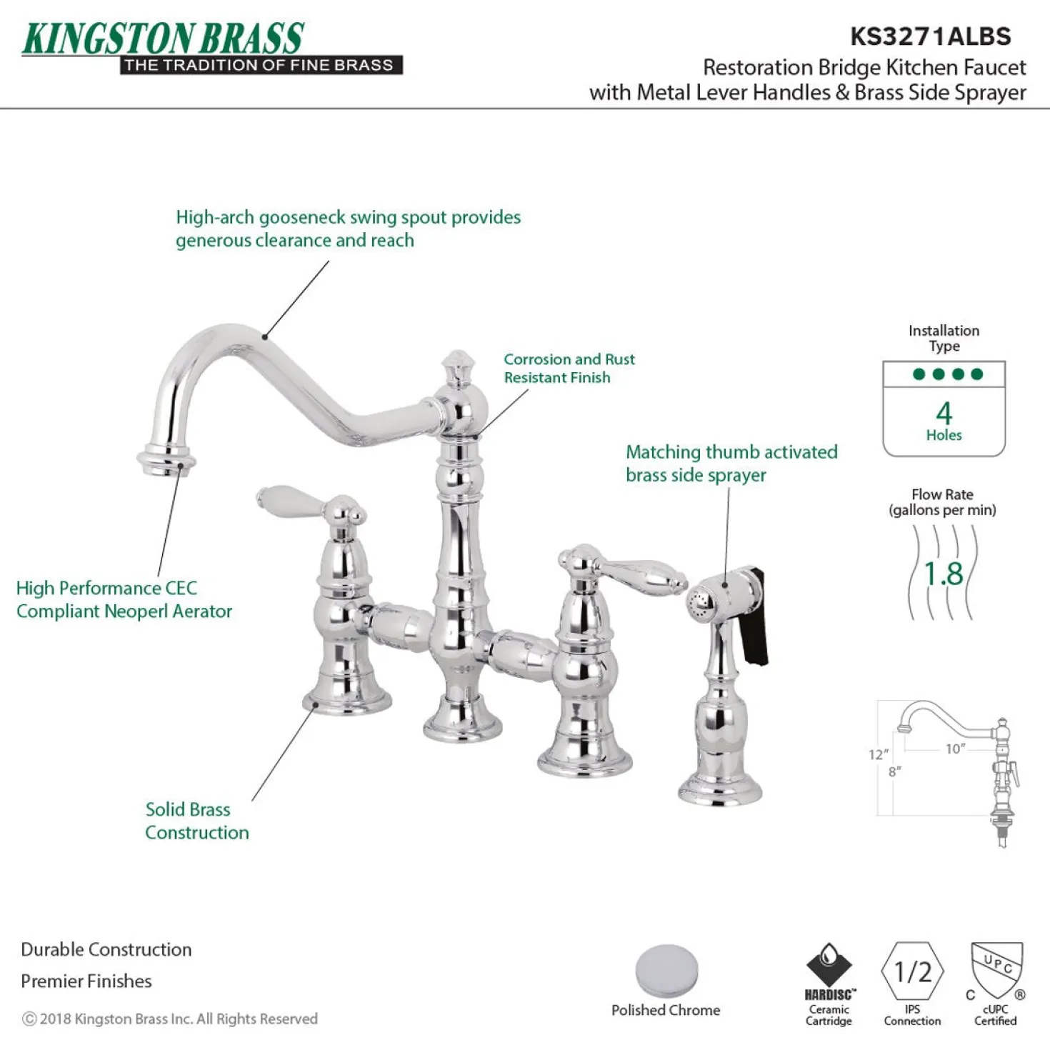 Kingston Brass Restoration Kitchen Faucet with Side Sprayer