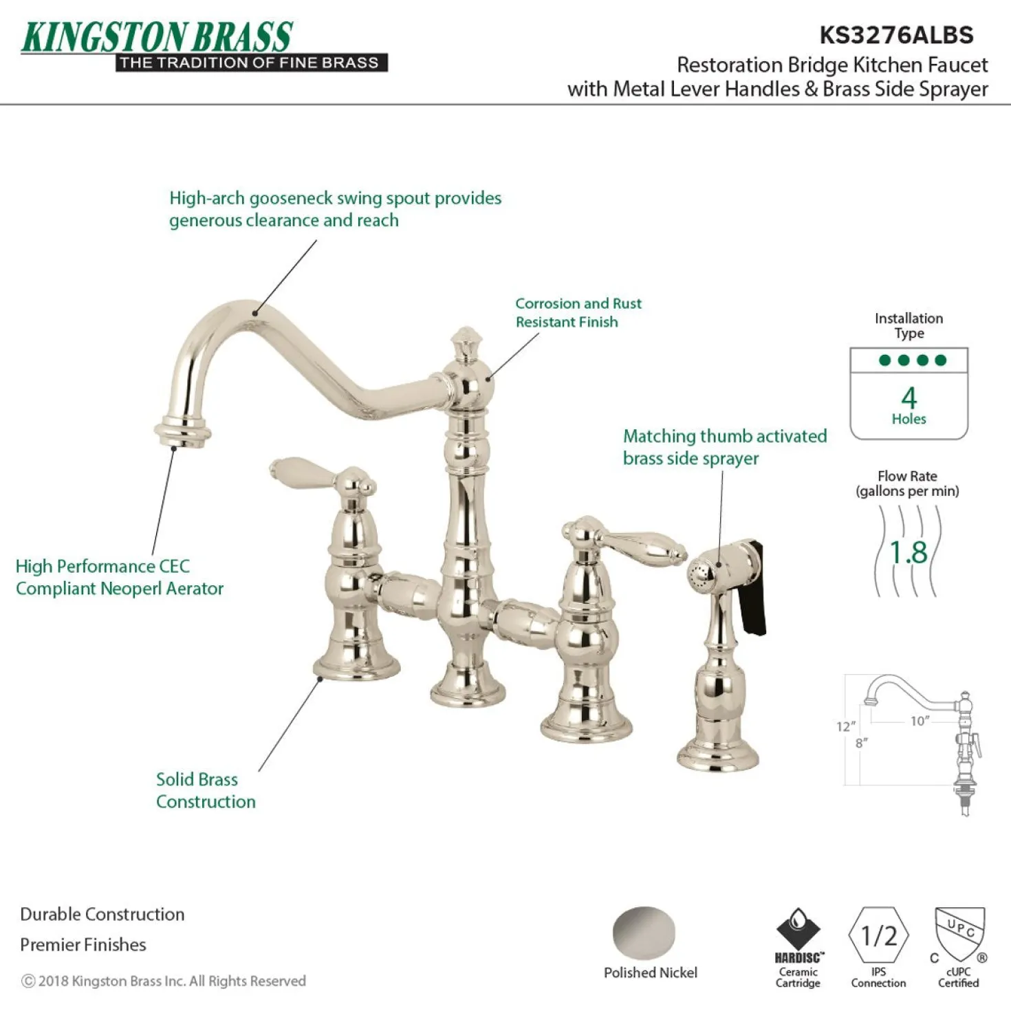 Kingston Brass Restoration Kitchen Faucet with Side Sprayer